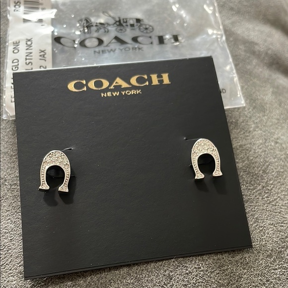 Coach Silver Horseshoe Stud Earrings - Picture 2 of 4